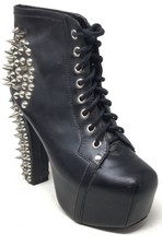 Stivaletti Jeffrey Campbell Lita da donna taglia 5,5 neri in pelle a punta con borchie plateau