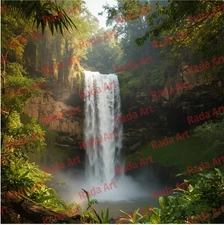 Digital Image Ai Art Picture Wallpaper Background Waterfall in Forest Nature