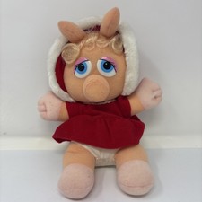 Vintage Miss Piggy Christmas Plush Doll 1987 Muppet Babies 10" Stuffed Toy