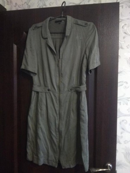 Women Etam Dress Khaki Cotton 38