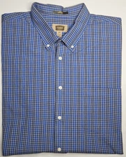 Mens Foundry Short Sleeve Easy Care Blue Plaid Button Up Shirt Size 3XLT - NICE