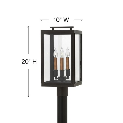 Hinkley Lighting 2911 Sutcliffe 120v 3 Light 20" Tall Post Light - Bronze - Picture 3 of 6