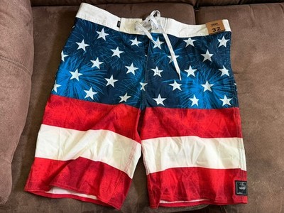 NWT Vans Off the Wall Men's American Flag Stars and Stripes Boardshorts