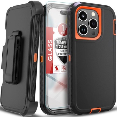 For iPhone 13 Case /13 Pro Max Phone Cover Shockproof Fit Defender+ Glass Screen