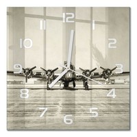 Wanduhr Aus GehäRtetem Glas Glas-Wanduhr Alter Bomber WeißE Zeiger 30X30 Cm