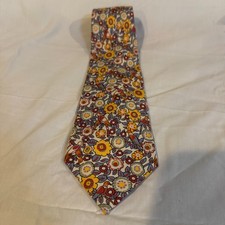 Hermes Paris Silk Tie Floral Bird Pattern Cream Yellow Multi Mens Necktie 3.25