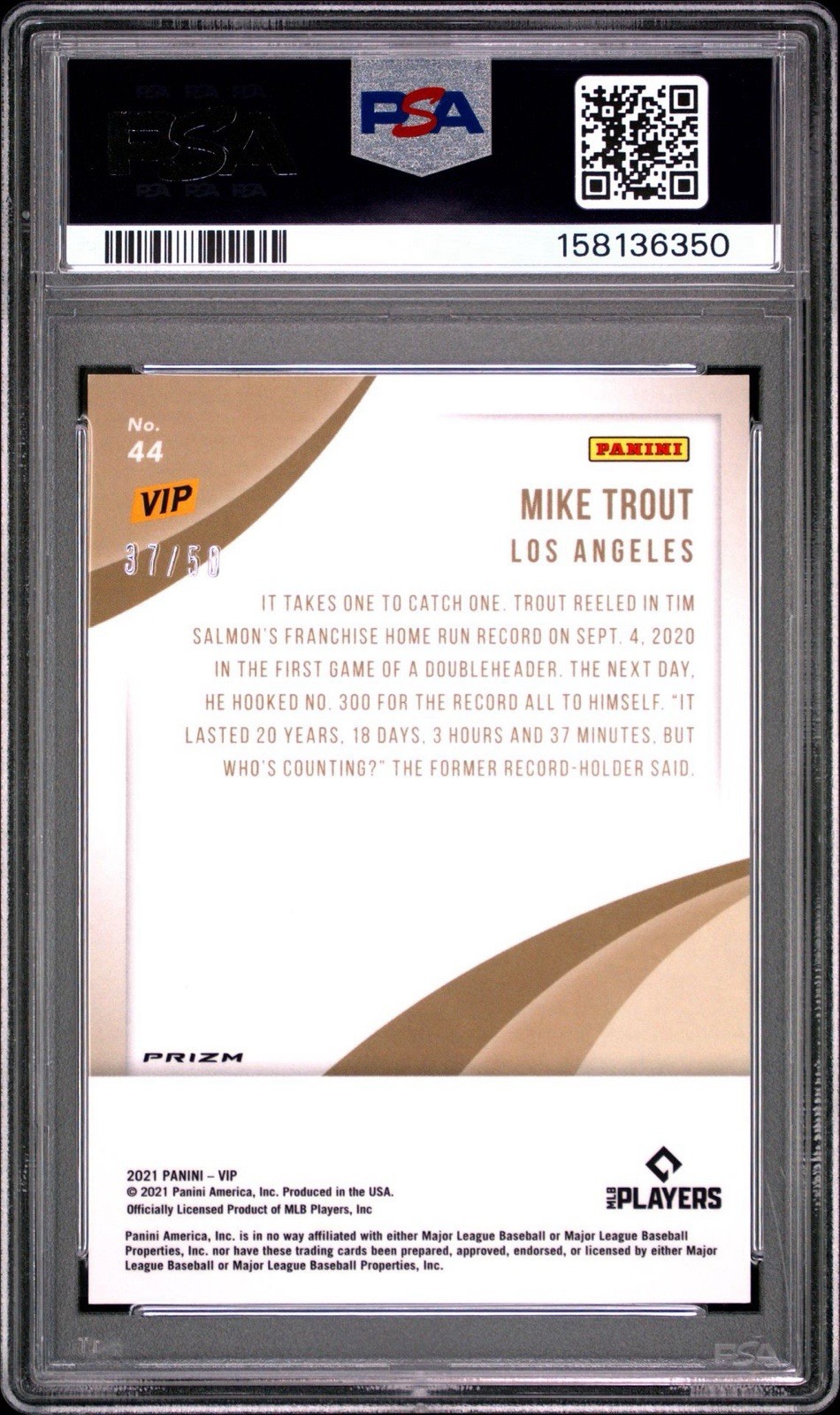 2022 panini National VIP Mike Trout Camo Pink /50 PSA 10 Gem Mint view 2