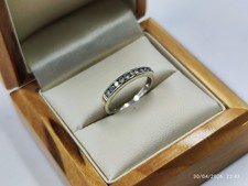 9ct White Gold Ring With  Diamond Size J/2_ Hallmarked 