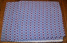 Vtg Feed Sack Fabric Blue & red Damond shapes design 1930's-1950's -37" x 44"