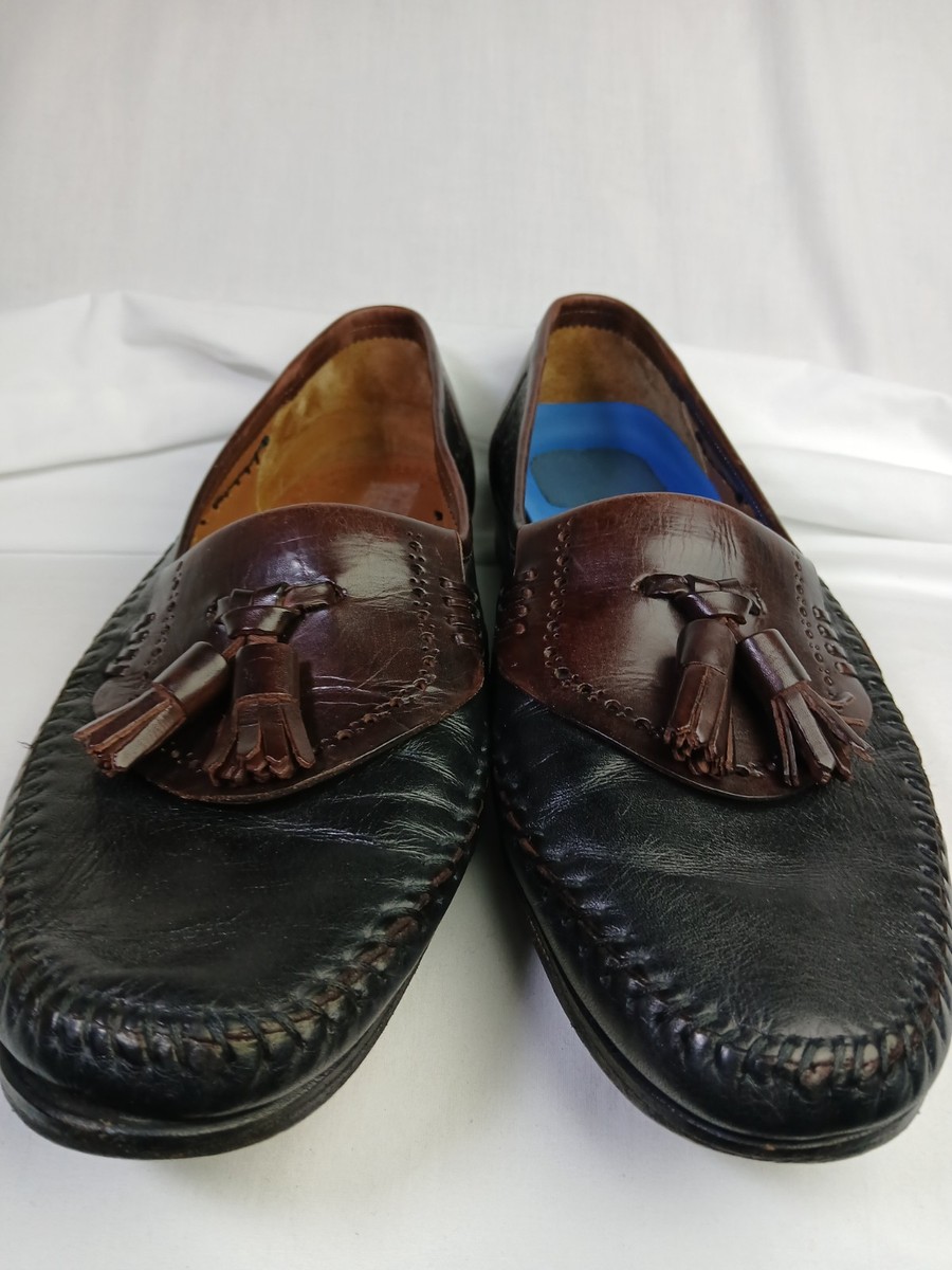 Lorenzo Banfi Men Black Brown Leather Two Tone Loafers Shoes  display picture 1