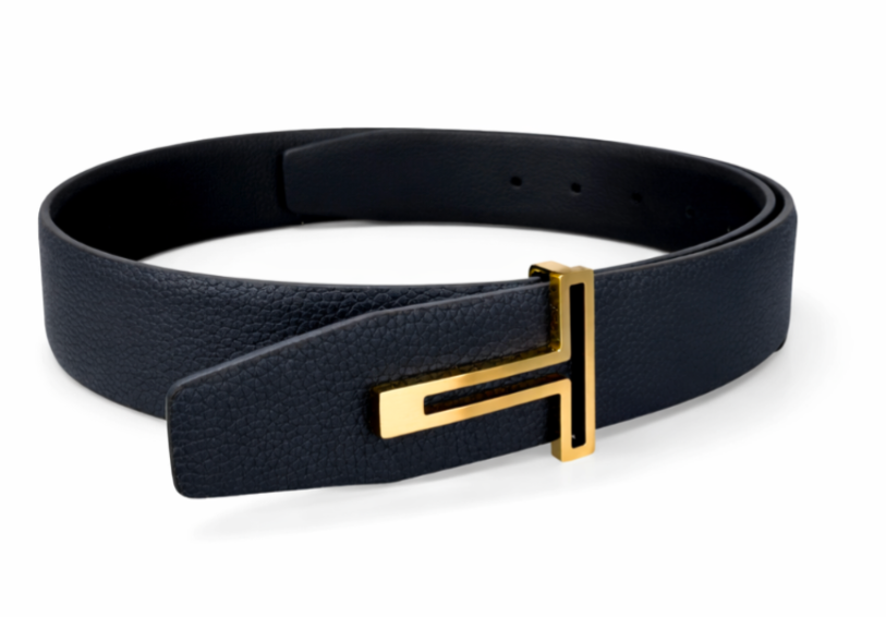 Tom Ford T Gold Buckle Reversible Leather Belt Black Length 110cm