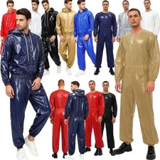 Men Sweater Set Long Sleeve with Trousers Outfits Streetwear Sauna Suit Raincoat