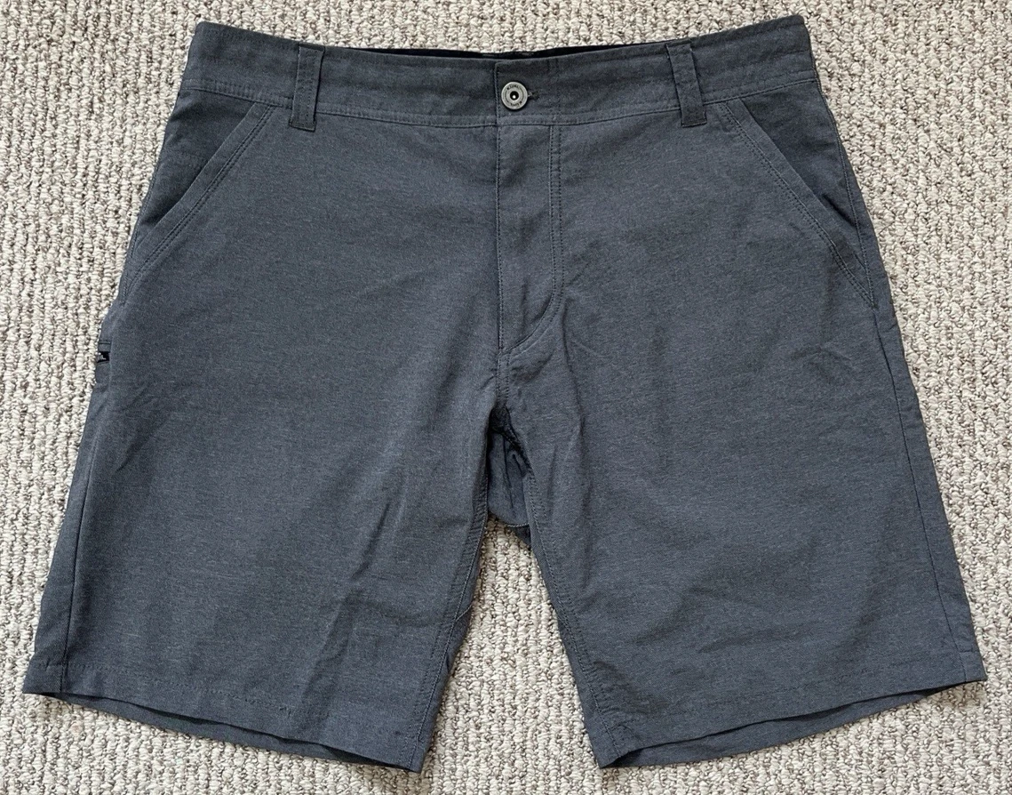 KÜHL Shorts Men 34W Gray Shift Amphibia Chino Solid Flat Front Pockets Logo