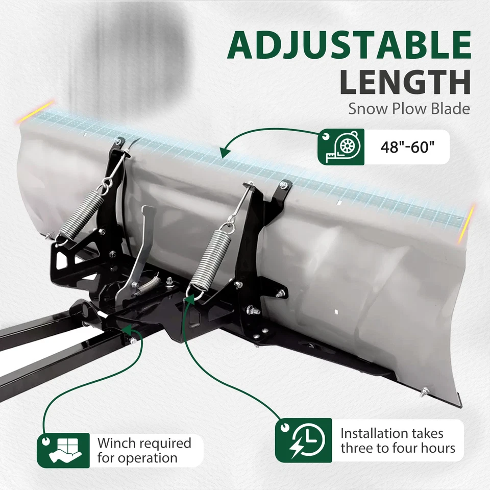 Adjustable Snow Plow Blade steel 48"- 60" Width Universal For UTV ATV W/Hardware - Image 4 of 4
