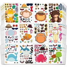 Aowplc 48 Sheets Make-a-Face Animal Stickers Mix and Match for Kids Colorful