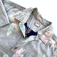 Vintage Barefoot in Paradise Hawaiian Shirt Made in USA Floral Cotton Mens Large