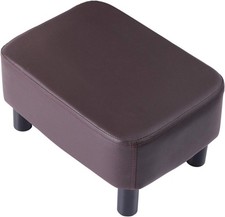 Small footstool faux leather padded