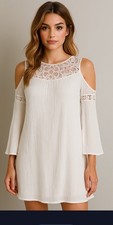 Xhilaration Lace Crochet Cold Shoulder Free People Dress Boho Anthropologie S