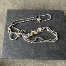 David Yurman Crossover Diamond Necklace 925 Silver 18K Gold Two Tone 19.6IN