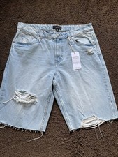 BNWT NEXT Ladies Size 12 Light Blue Longer Length Denim Shorts