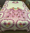 Vintage Chenille Bedspread Double Peacock   White 92" — photo 1