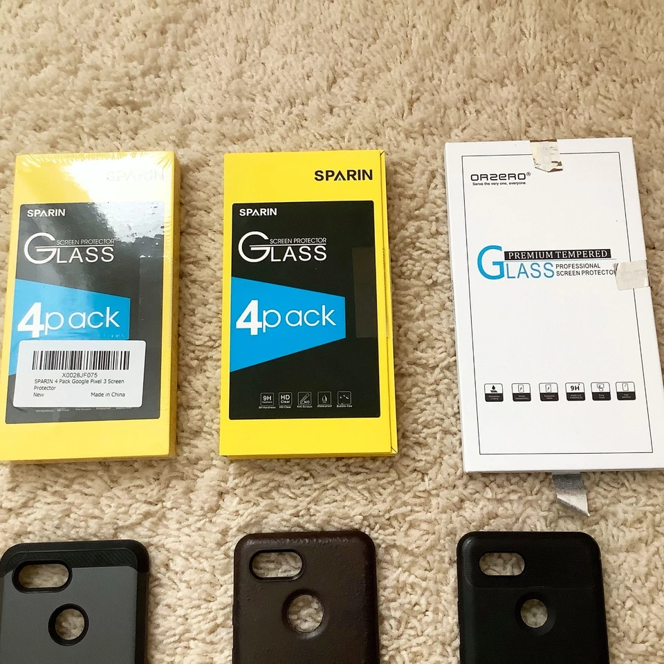 Google Pixel 3 Accessories - 3 Cases, Tempered Glass Screen Protectors, Earbuds - Image 2 of 4