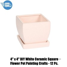 4" x 4" DIY White Ceramic Square Flower Pot Painting Crafts - 12 Pc.