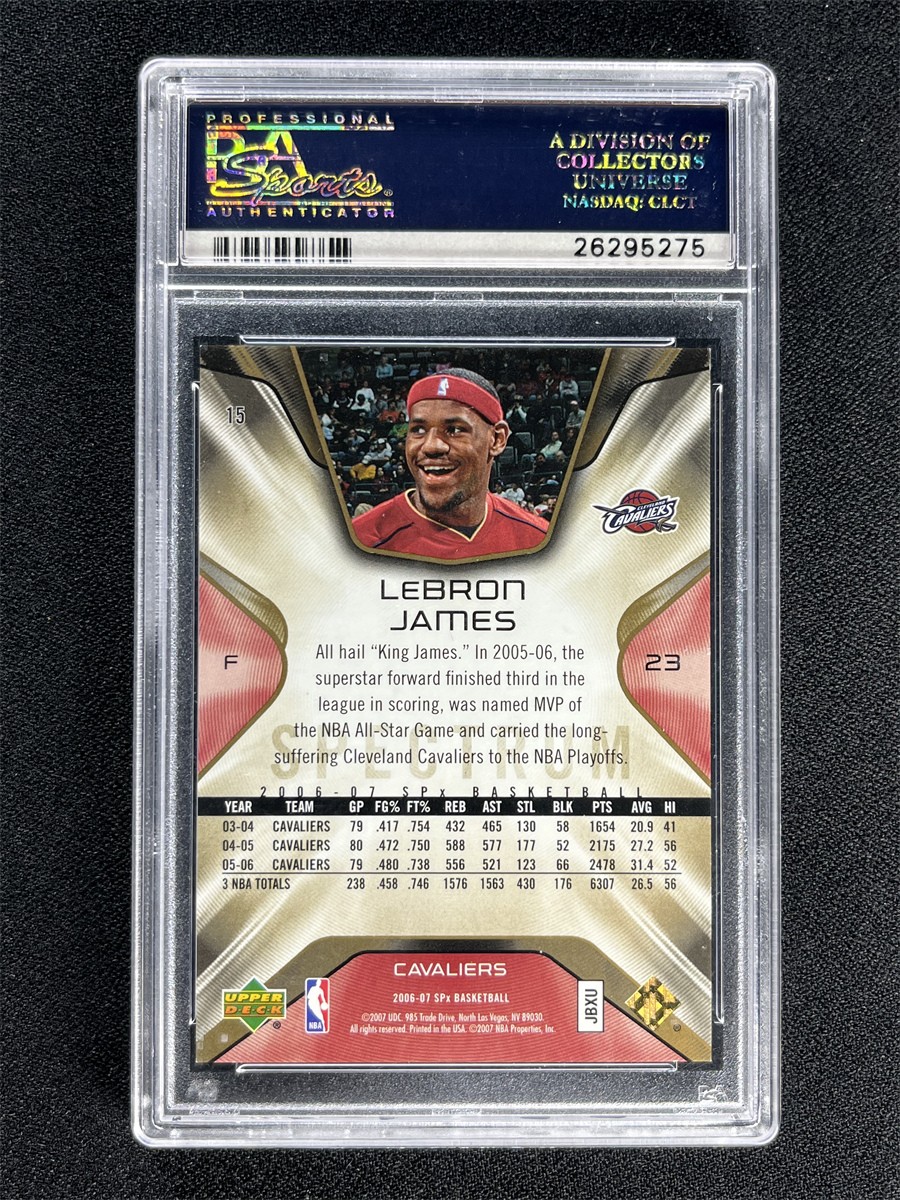 2006-07 Upper Deck SPx LeBron James #15 Spectrum Cavaliers /25 PSA 9 Mint POP 3 view 2