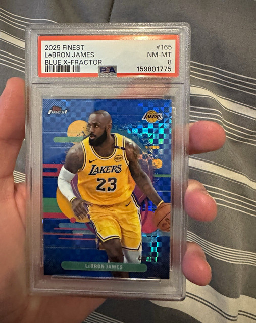 2025 Topps Finest LeBron James Lakers #165 Blue X-Fractor 46/75 PSA 8 POP 2