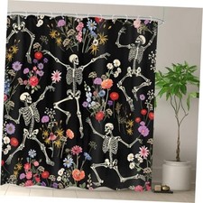 Skull Flower Shower Curtain Set Gothic Goth 72"W x 72"L Pack of 1 A-03skull