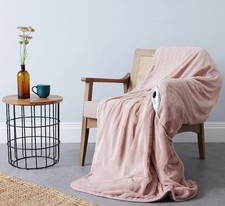 Cozee Home Family Sized Faux Fur & Velvetsoft Heated Throw - Pink - New