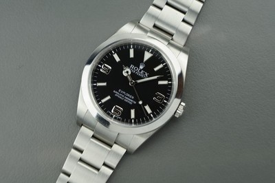 Rolex Uhr Explorer I 39mm 214270 black dial Oysterband Stahl Full-Set B+P