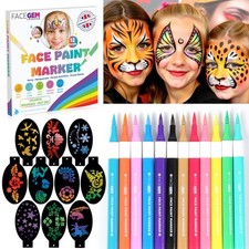 12 Colour Face Paint – Water-Based – Mess-Free Face Painting Kit A2FACESET