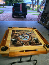 Folding Wooden Billiard Table w/ Legs, 4 Pock...