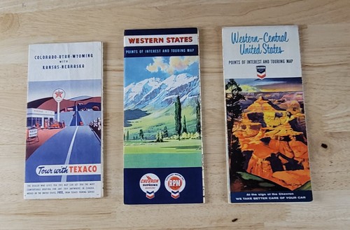 Vintage 1950s/60s WESTERN STATES MAPS Lot of 3 Chevron & Texaco