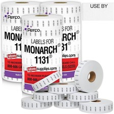 Perco Black Print on White "USE BY" Labels for Monarch 1131 Price Gun - 24 Rolls