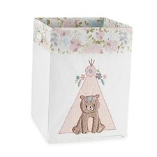 - Malia - Appliqued and Embroidered Bear - Cream Canvas with Nursery Hamper