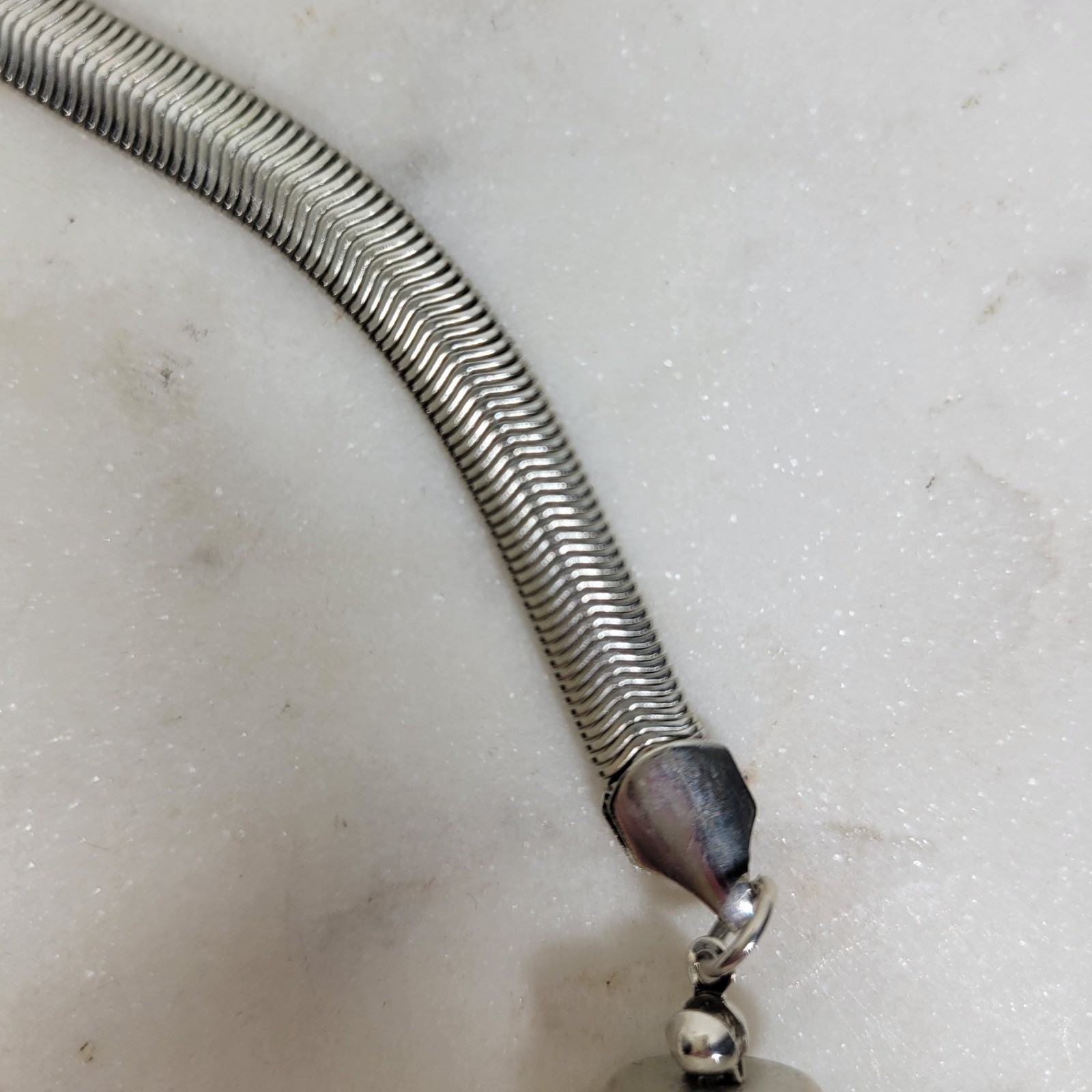 Chico's Statement Necklace White Silver Chunky Be… - image 9