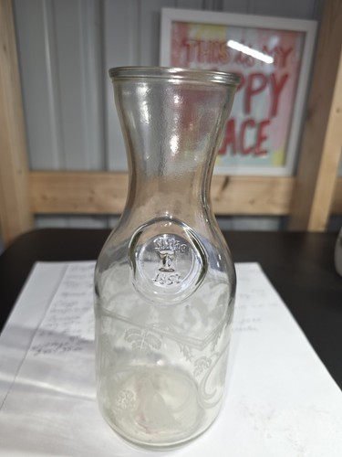 Vintage Norman Kosarin Glass Wine Decanter. Beautiful Bird And Grape Designs...