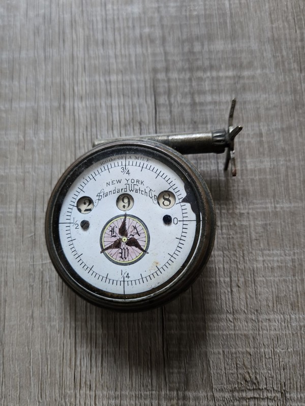 Vintage New York Standard Watch Co. Bicycle Cyclometer-Antique Porcelain...
