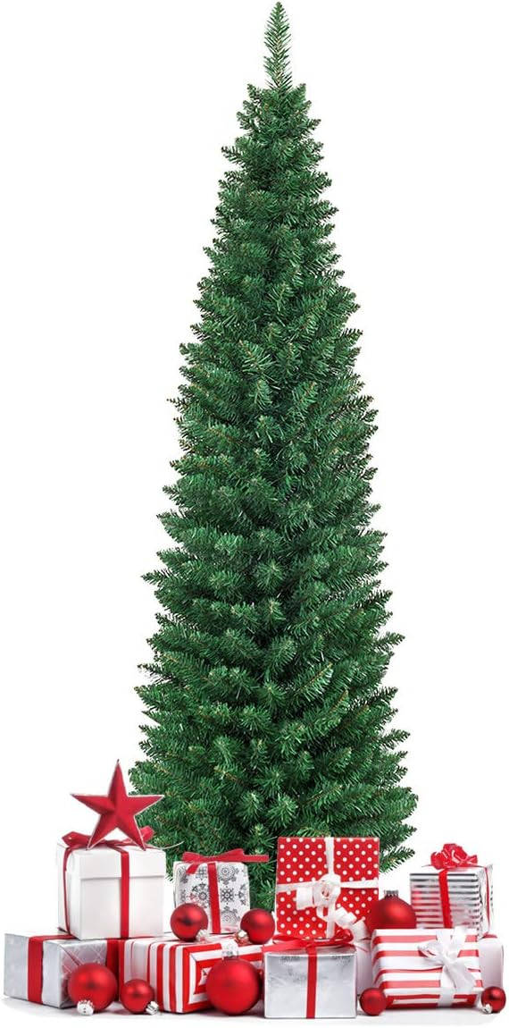 GOFLAME 6 FT Pencil Slim Christmas Tree, Artificial 6 FT, Green 