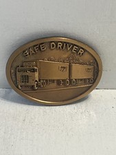 - Belt Buckle Big Rig Trucking Safe Driver Brass