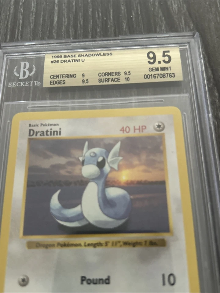 1999 Pokemon Game Base Set Shadowless Dratini 26/102 Uncommon BGS 9.5 - Image 2 of 4