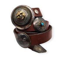 Tabra Sun Face Belt Buckle Tip  Conchos Sterling Bronze Modernist 