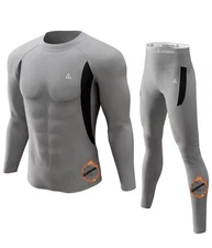 Thermal Underwear Set for Winter Hunting - Long Johns Base Layer M Grey