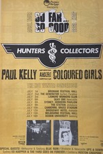 Impresión de tarjeta de alta calidad Hunters & Collectors 1985 Australian Tour Flyer tamaño A4
