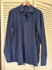 Nautica men s dress shirt XL Navy Slim Fit 17-17 1/2, 34-35 Polyester Spandex