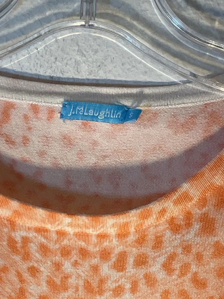 J. McLaughlin Damas Suéter Pequeño Naranja Blanco Animal Print Informal Todos los días Foto 2 de 4