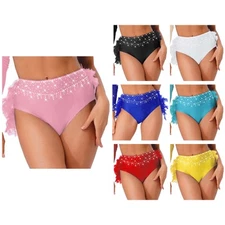 Womens Dancewear High Waist Briefs Ballet Shorts Chacha Dance Club Front Downy
