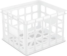 Storage Crate Stackable Plastic Bin Open Basket W/ Handles Organize Home Garage